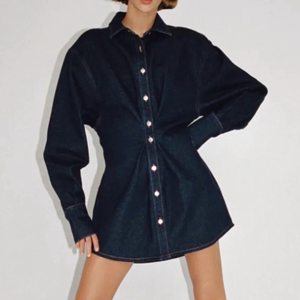 SOLD Zara dark wash navy denim dress